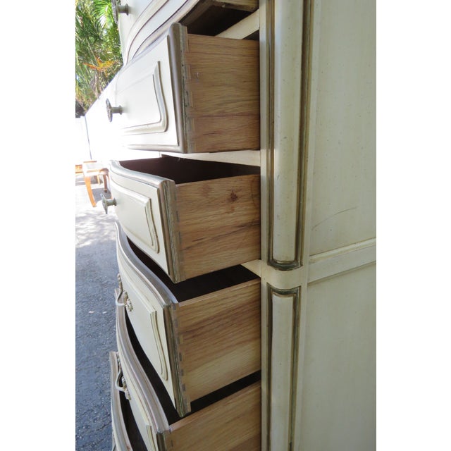 Mid 20th Century Drexel French Shabby Chic Painted Extra Tall Narrow Lingerie Jewelry Chest 5980 For Sale - Image 5 of 12