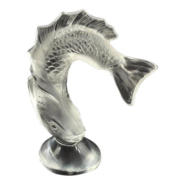 Vintage Lalique Crystal Koi Fish Figurine – Signed For Sale
