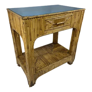 Split Bamboo One Drawer Side Table Nightstand