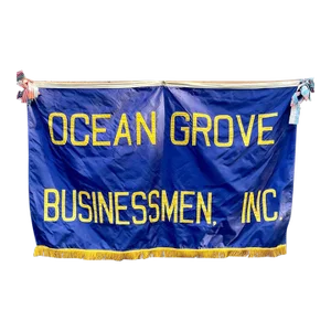 1940s Vintage Ocean Grove New Jersey Businessmen Inc. Satin Banner Flag