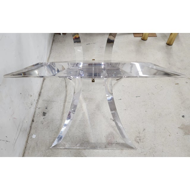 MCM Lucite Dining Center Side Table Base Hollywood Regency by Lion in Frost For Sale In Miami - Image 6 of 12