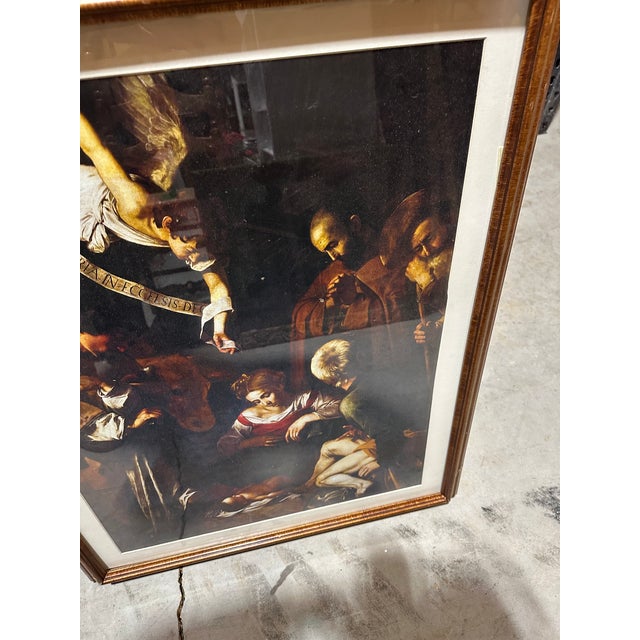 1970s 1970s Framed Reproduction Print of Nativity With Saint Frances and Saint Lawrence in Wooden Frame For Sale - Image 5 of 6