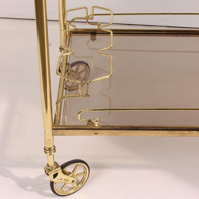 French Brass & Glass Rolling Bar Cart Chairish
