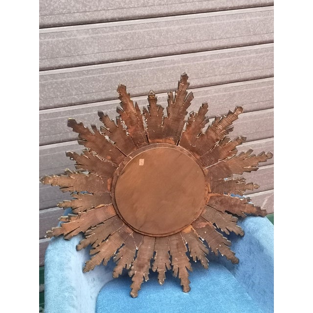 Gold Gilt Sun Wall Mirror, 1970s For Sale - Image 8 of 9