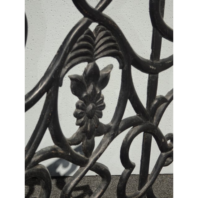 Vintage Spanish Style Cast Iron Three Panel Ornate Black Fireplace Screen For Sale - Image 12 of 18