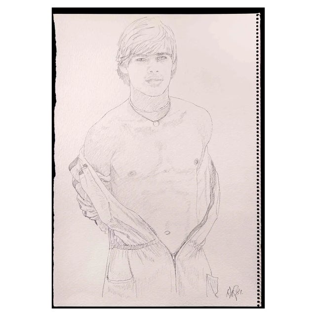 Anthony Roaland, Portrait of a Boy, Original Drawing, 1981 For Sale
