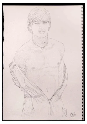 Anthony Roaland, Portrait of a Boy, Original Drawing, 1981