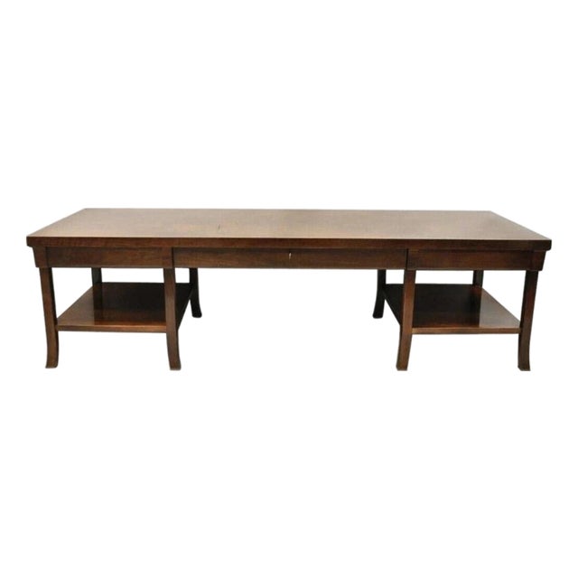 Late 20th Century Bill Sofield for Baker 66" Long Modern One Drawer Mahogany Coffee Table For Sale