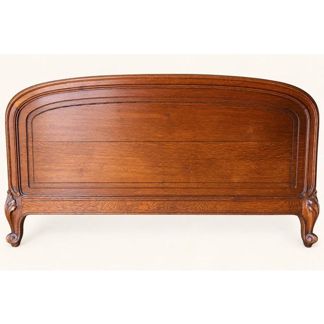 Louis XV Double Bed in Carved Walnut with Roses and Cabriole Legs, 1890s For Sale - Image 4 of 9