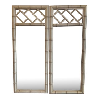 Dixie Aloha Chinoiserie Ivory Wall Mirrors, Pair For Sale