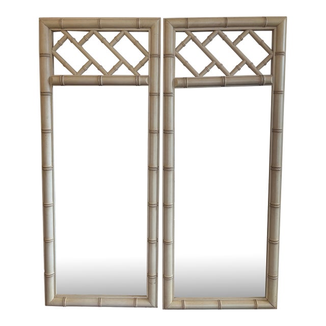 Dixie Aloha Chinoiserie Ivory Wall Mirrors, Pair For Sale