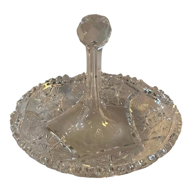 Late 19th Century American Brilliant Period Cut Glass Stick Bonbon Dish For Sale