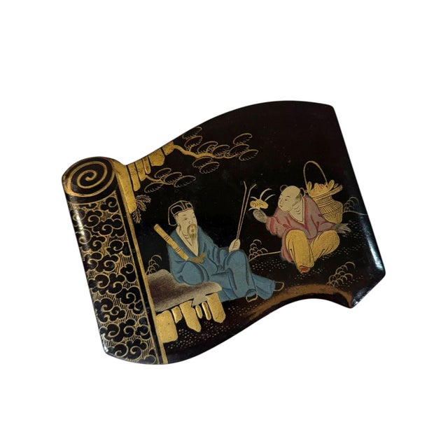 Paint Early 19th Century Chinese Lacquer Scroll Form Box For Sale - Image 7 of 8