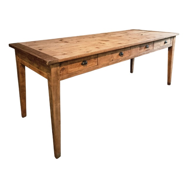 Antique French Dining Table or Worktable with Drawers, 1900s For Sale