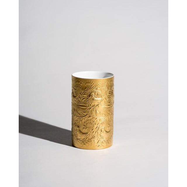 Mid-Century Modern Sculptural Golden Magic Flute Vase in Porcelain by Bjørn Wiinblad for Rosenthal Studio-Line, 1992 For Sale - Image 3 of 7