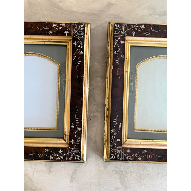 Antique Picture Frames With Original Patent Label, Gold Ornamented Bevel - Pair For Sale - Image 12 of 12