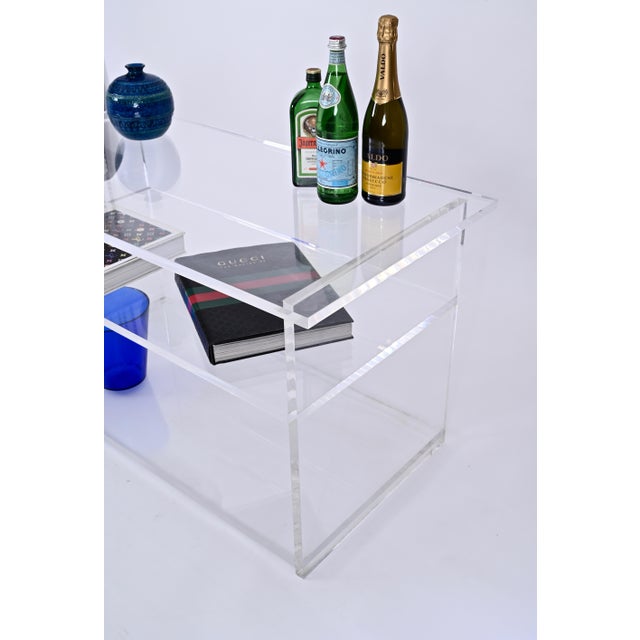 Clear Acrylic Glass Three Tier Coffee Table, Italy, 1980s For Sale - Image 3 of 14