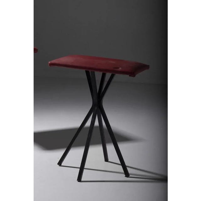 Red Set of Vintage Italian Stools in Red Faux Leather, 1960 For Sale - Image 8 of 9