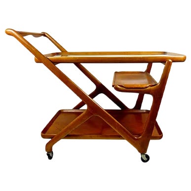 Mid-Century Wooden Tea Trolley by Cesare Lacca for Cassina, 1950s For Sale