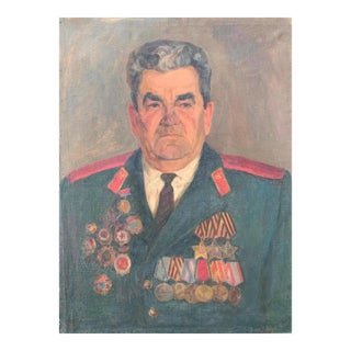 Large Male Portrait Oil Painting Original Ukrainian Artist Sokolovsky g.g. 83.5-61.5 1983 For Sale