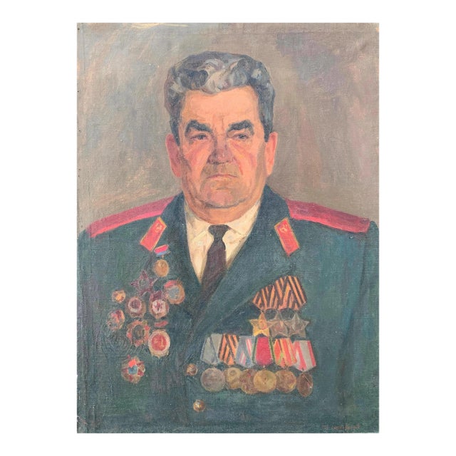 Large Male Portrait Oil Painting Original Ukrainian Artist Sokolovsky g.g. 83.5-61.5 1983 For Sale