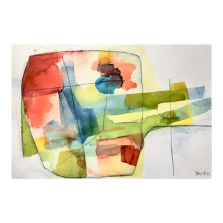 Contemporary Abstract Watercolor on Paper Paiting "8rv" by Xanda McCagg For Sale