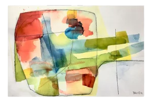 Contemporary Abstract Watercolor on Paper Paiting "8rv" by Xanda McCagg