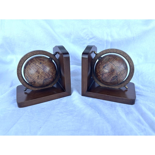 1970s Italian Old World Globe Bookends-a Pair For Sale - Image 5 of 6