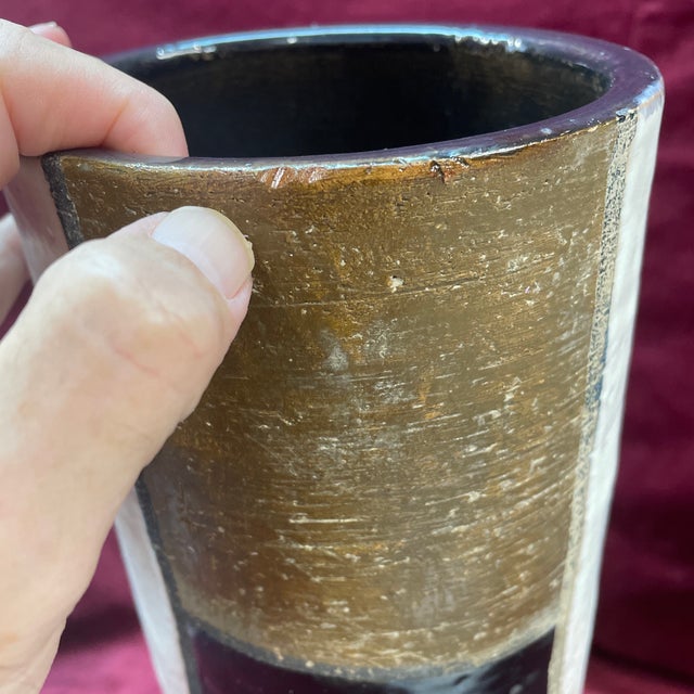 1950s Aldo Londi Vase for Bitossi Raymor Geometric Design Mondrian For Sale - Image 11 of 12