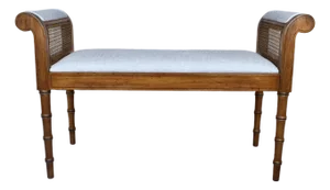 1960's Faux Bamboo Double Cane Window Bench
