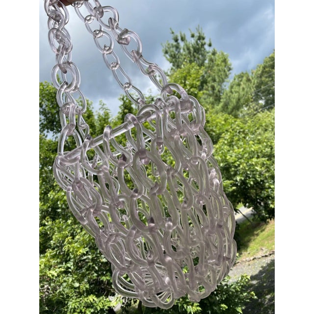Rare Fine Antique 19th C. Victorian Free Blown Glass Whimsy Hanging Chain Basket For Sale - Image 10 of 18