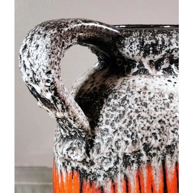 Vintage Fat Lava-Style German Colored and Glazed Ceramic Pitcher With Handle For Sale - Image 6 of 13
