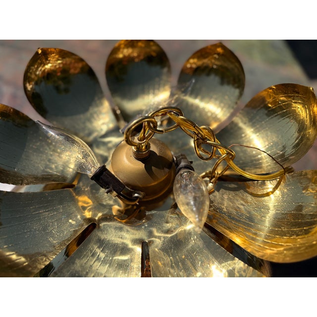 1960s Medium Parzinger Style Brass Lotus Pendant Fixture by Feldman Lighting Company For Sale - Image 10 of 10