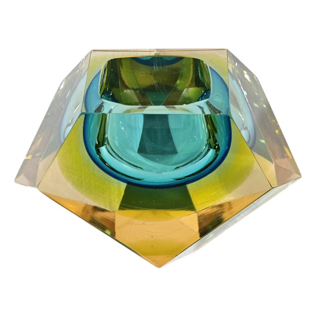 Mid-Century Modern Ashtray in Submerged Glass Murano attributed to Flavio Poli for Seguso, Italy, 1960s For Sale