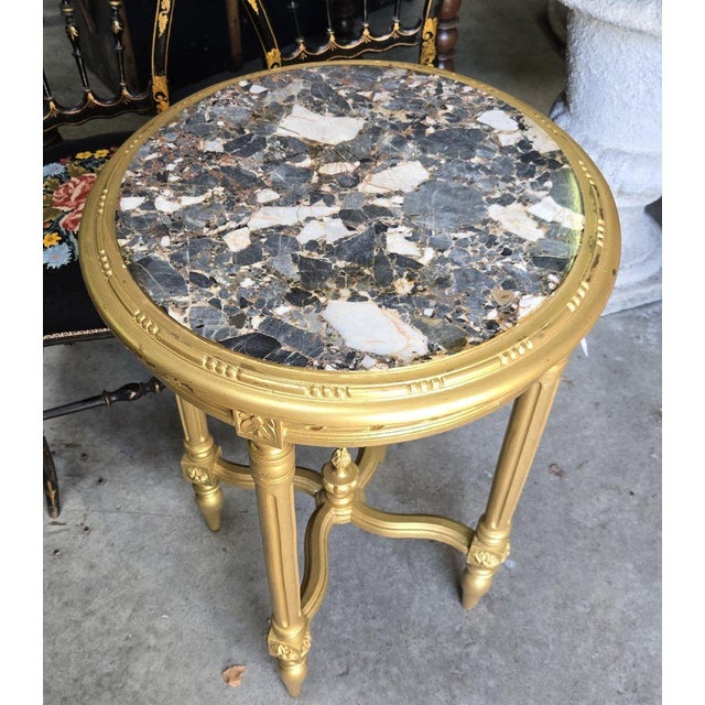 Louis XVI Round Giltwood Side Table For Sale - Image 4 of 6