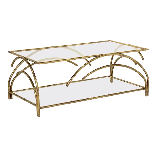 French Modernist Rectangular Low or Coffee Table of Brass For Sale