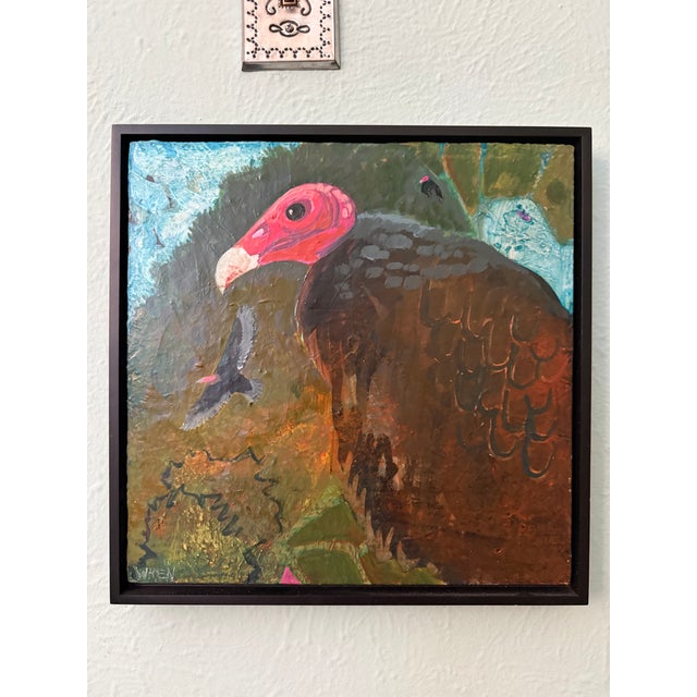 Dark Green “Dead Skunk” Turkey Vulture Painting by LWren Walraven For Sale - Image 8 of 15