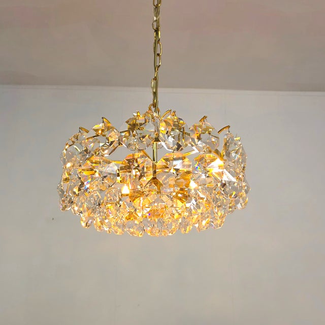Mid-Century Modern Small Mid-Century Brutalist Chandelier with Crystal Pieces from Palwa, 1970s For Sale - Image 3 of 9