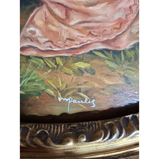 Romantic Scenes, 1950, Oils on Canvases, Set of 2 For Sale - Image 16 of 18