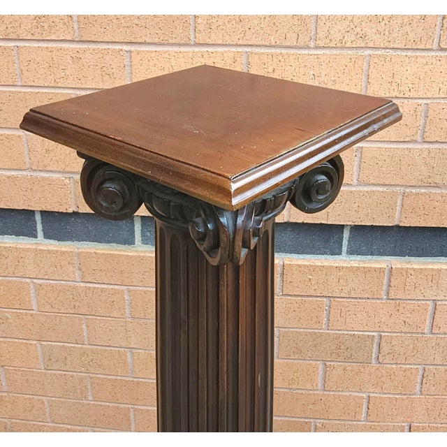 Early 20th Century Pair of Mahogany Ionic Order Style Column-Form Pedestals For Sale - Image 9 of 10