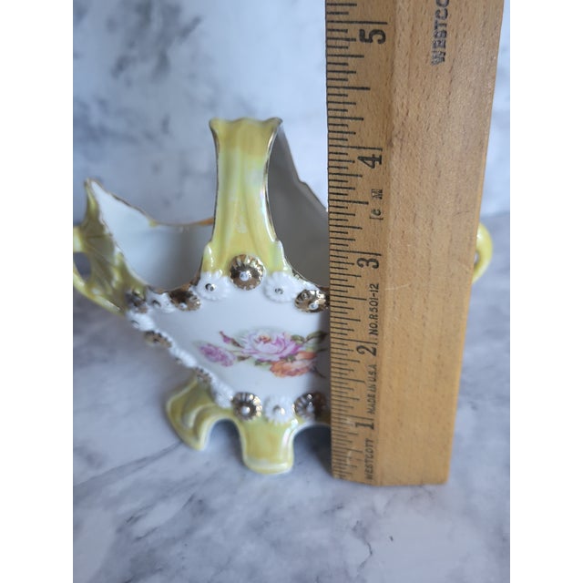 Vintage Victorian Hand Painted Porcelain Floral Twin Handled Vase For Sale - Image 13 of 13