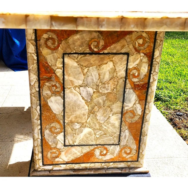 Gemstone Maitland Smith Style Semi Precious Stone Dining Table For Sale - Image 7 of 12