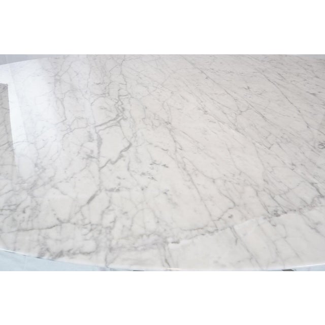 Metal Florence Knoll Oval Carrara Marble Top Dining Table For Sale - Image 7 of 8