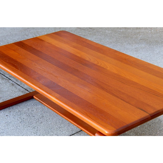 Mid 20th Century Danish Mid-Century Modern Solid Teak Coffee Table - Floating Top, Sled Base For Sale - Image 5 of 13