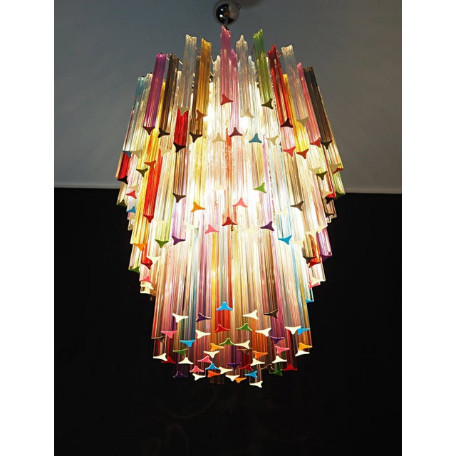 Transparent Murano Multicolor Triedri 187 Prism Chandelier, Mariangela Model For Sale - Image 8 of 10