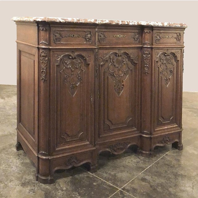 Early 20th Century Antique Liegoise Louis XIV Marble Top Buffet For Sale - Image 5 of 15