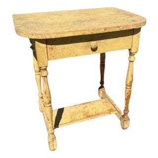 19thc Original Mustard Over Red One Drawer Side Table/ Night Stand For Sale
