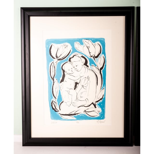 Late 20th Century Limited Edition European Modernist Screenprints – Signed Ljerka Njerš – Museum Framed Statement Art Pair - Mother - a Pair For Sale - Image 4 of 5