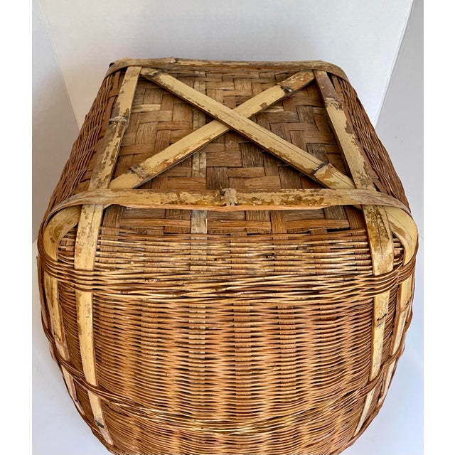 1960's Asian Wicker and Bamboo Basket Made in the People's Republic of China For Sale - Image 12 of 12