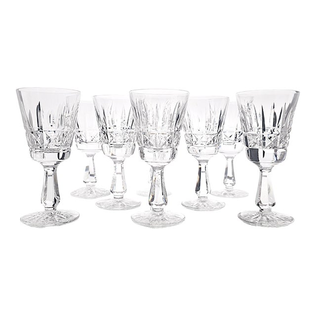 Late 20th Century Waterford Kylemore Irish Lead Crystal Claret Wine Glasses Set of 8 For Sale